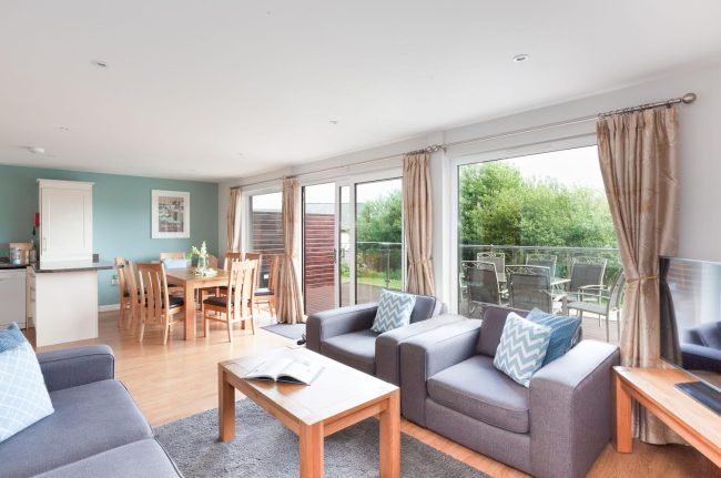 Large open plan living room at Retallack Resort