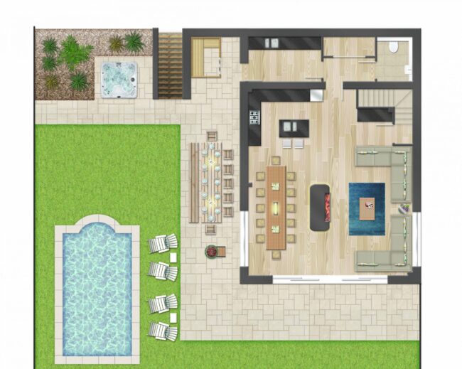 Herons floor plan with pool